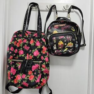 Two Betsey Johnson backpacks - Zipper is broken